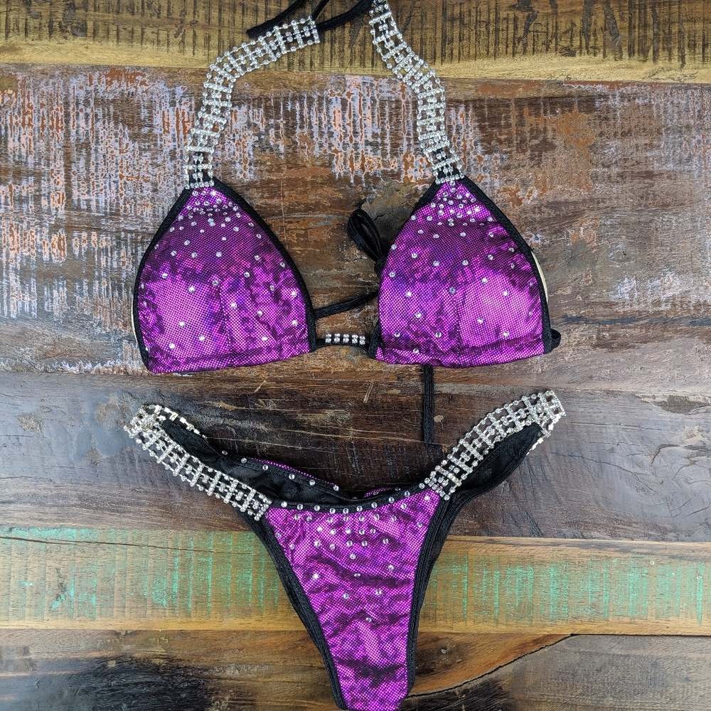 Blinged Bikini Competition Suit Magenta